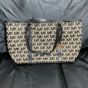 Michael Kors Black and Tan Signature Tote